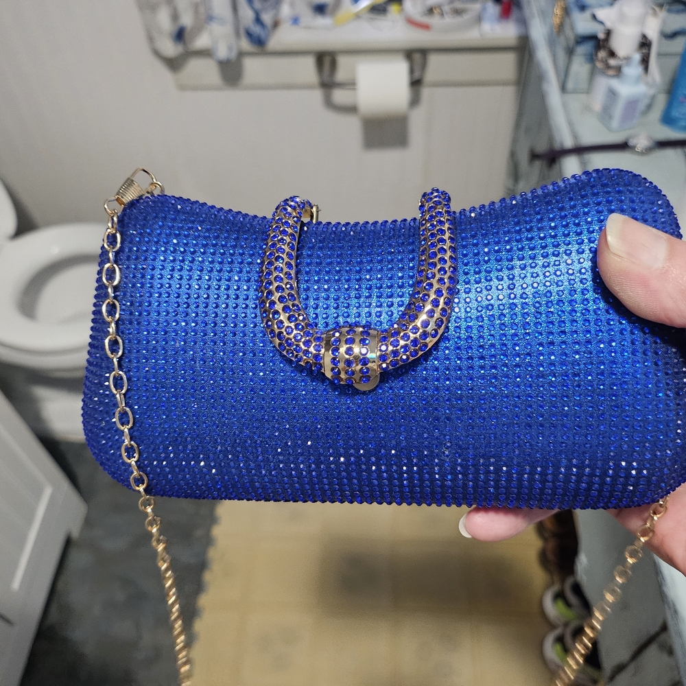 Source Unknown Royal Blue Rhinestone Clutch